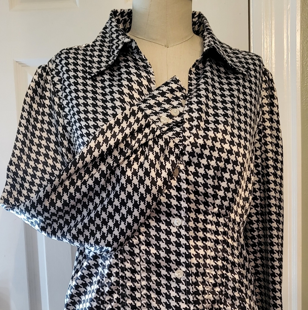 Willi Smith, L, houndstooth blouse